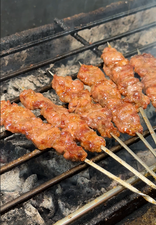 安格斯牛肋条串 烤制实拍