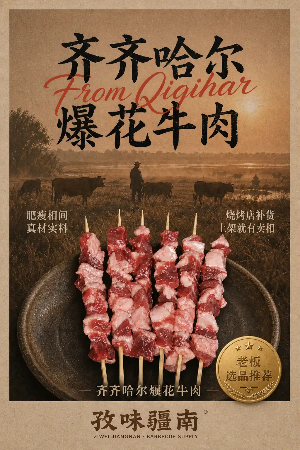 齐齐哈尔爆花牛肉海报