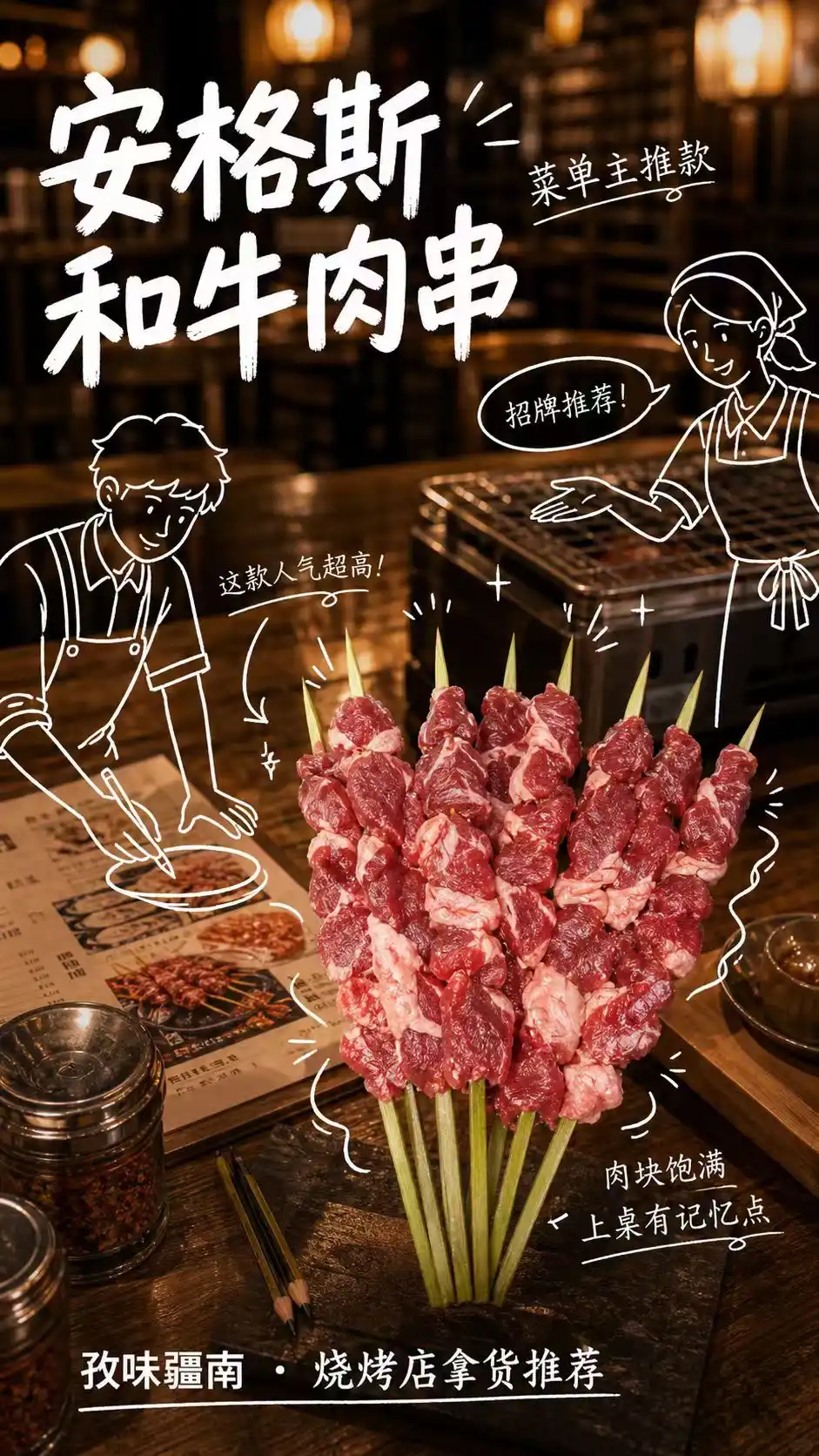 安格斯和牛肉串海报