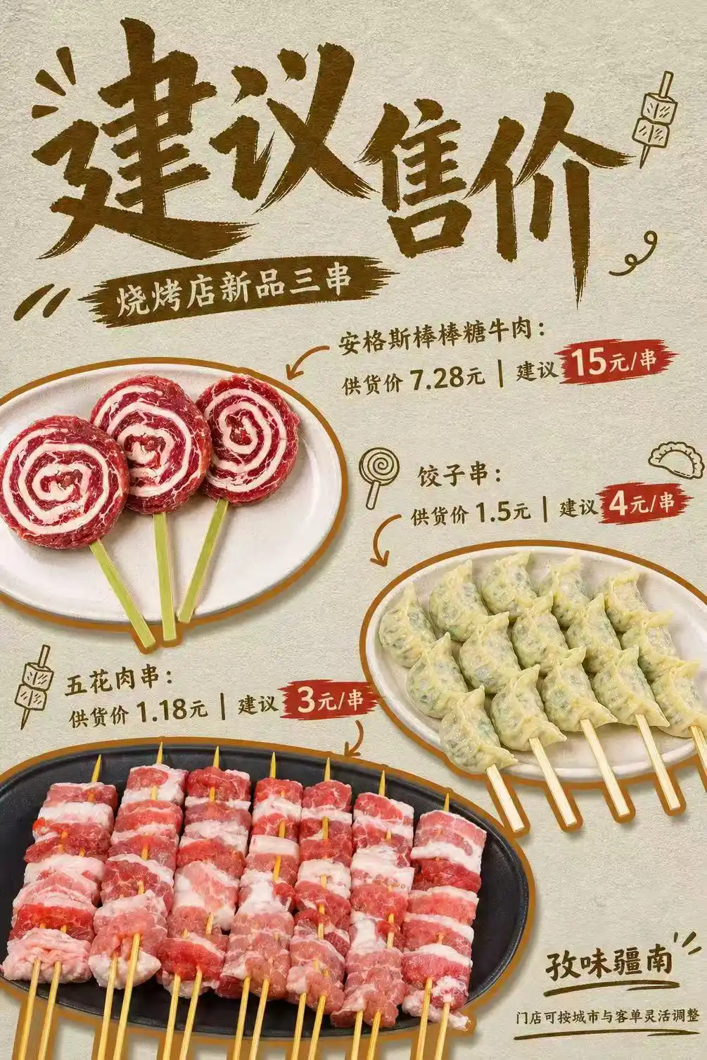 新品三串建议售价海报