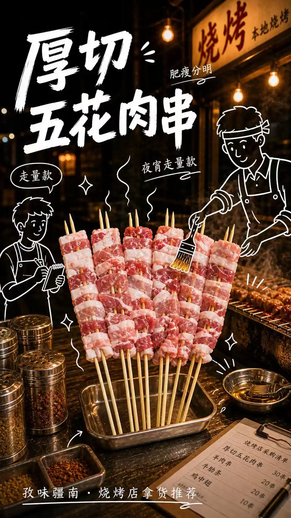 厚切五花肉串海报