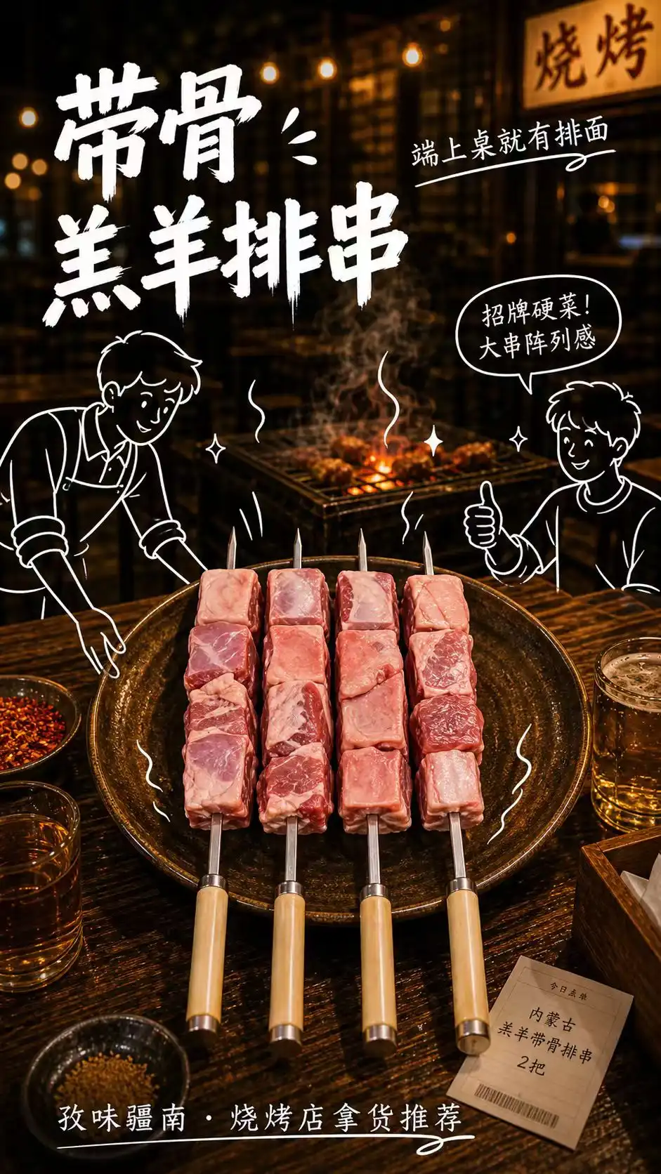 带骨羔羊排串海报
