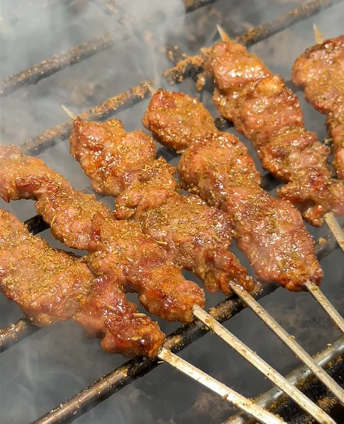 安格斯牛肋条串 烤制实拍