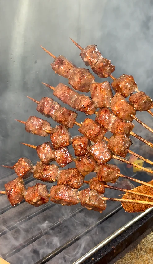 和牛牛肉粒 烤制实拍