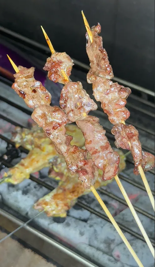 鲜切吊龙串原始烤后照片